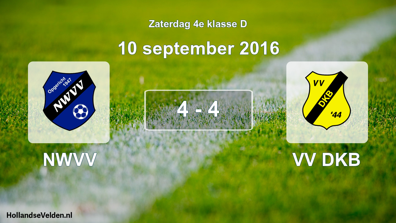 Total number of matches played: NWVV - VV DKB 4 - 4 (10 September 2016)