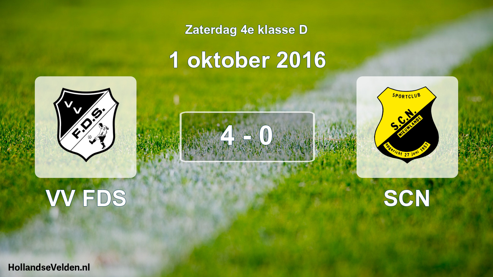 Total number of matches played: VV FDS - SCN 4 - 0 (1 October 2016)