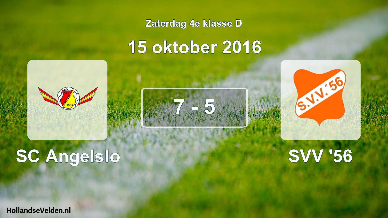 Total number of matches played: SC Angelslo - SVV '56 7 - 5 (15 October 2016)