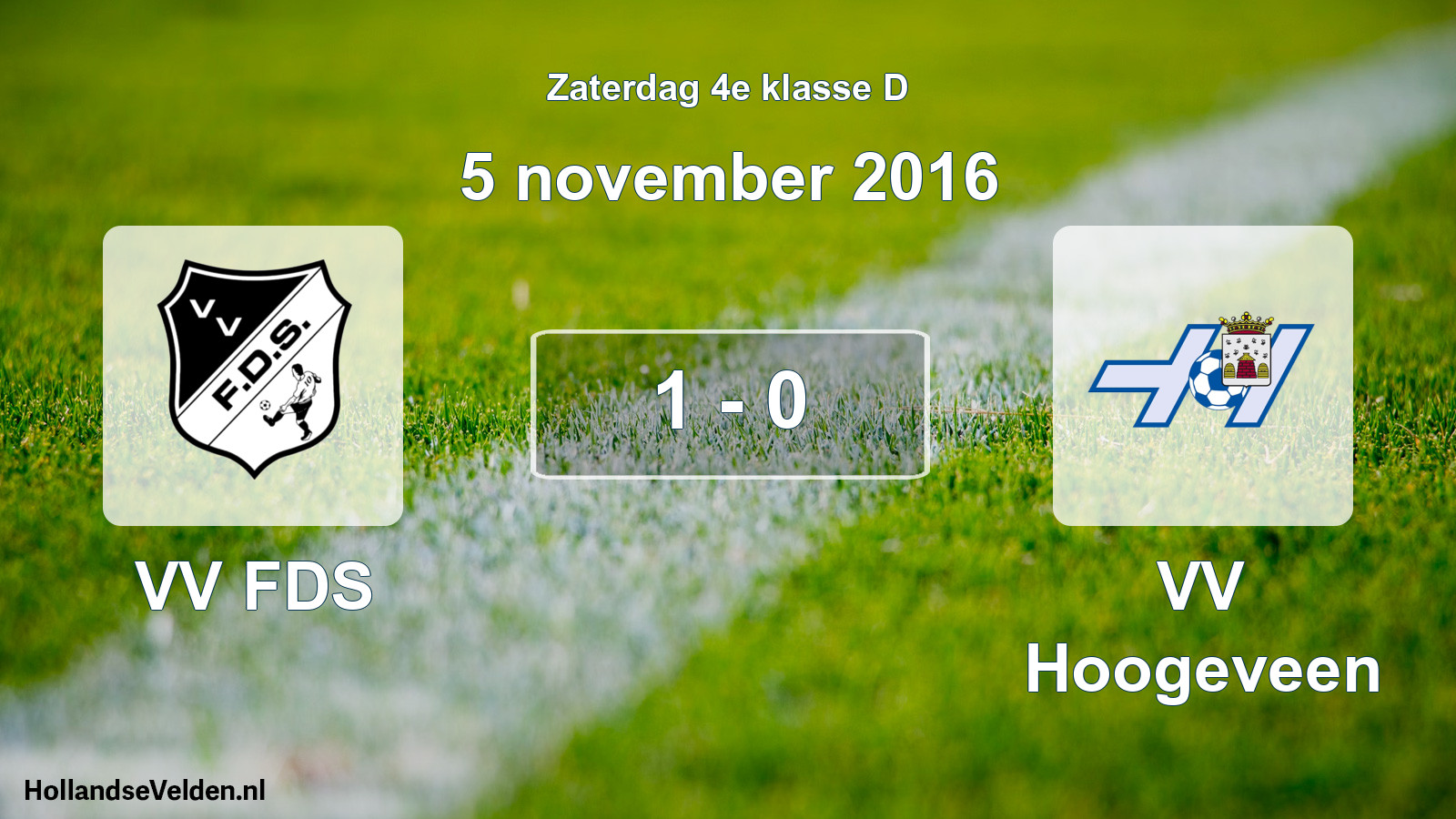 Total number of matches played: VV FDS - VV Hoogeveen 1 - 0 (5 November 2016)