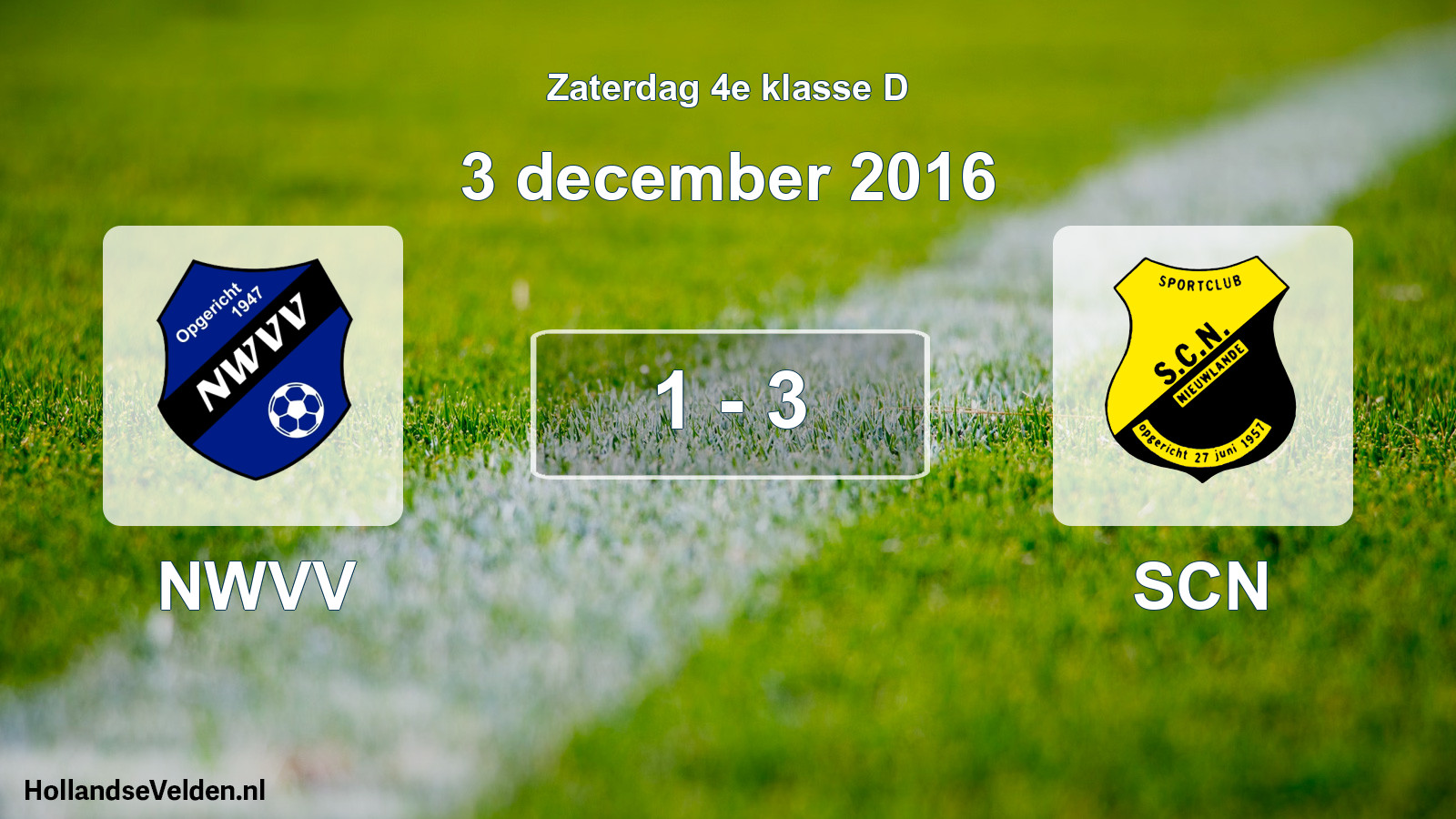 Total number of matches played: NWVV - SCN 1 - 3 (3 December 2016)