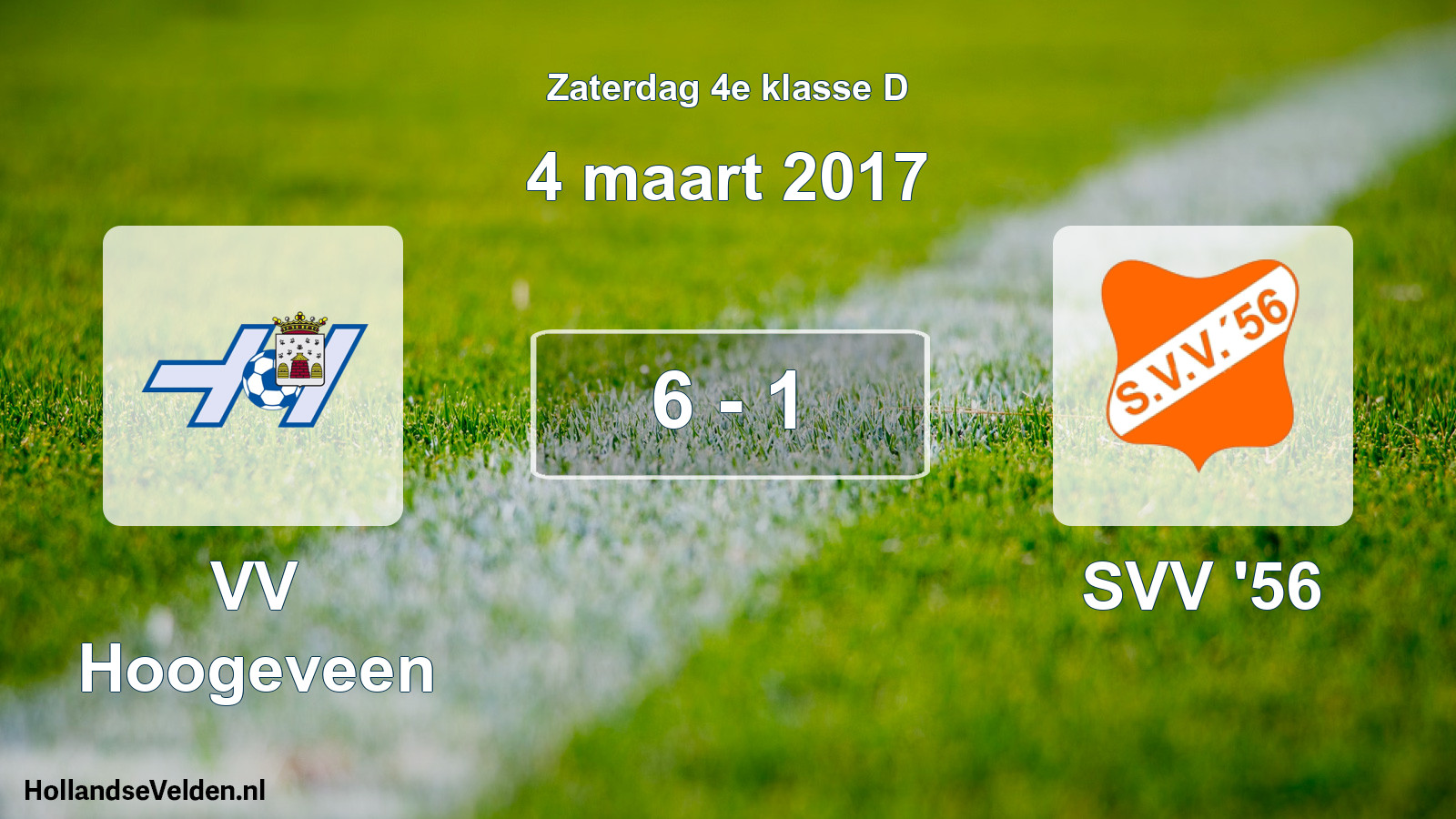 Total number of matches played: VV Hoogeveen - SVV '56 6 - 1 (4 March 2017)