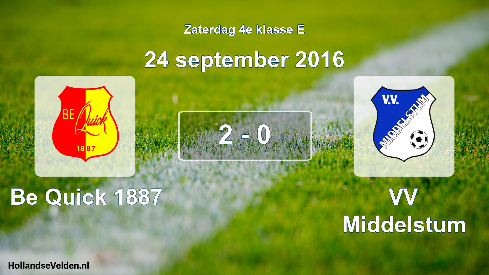 Total number of matches played: Be Quick 1887 - VV Middelstum 2 - 0 (24 September 2016)