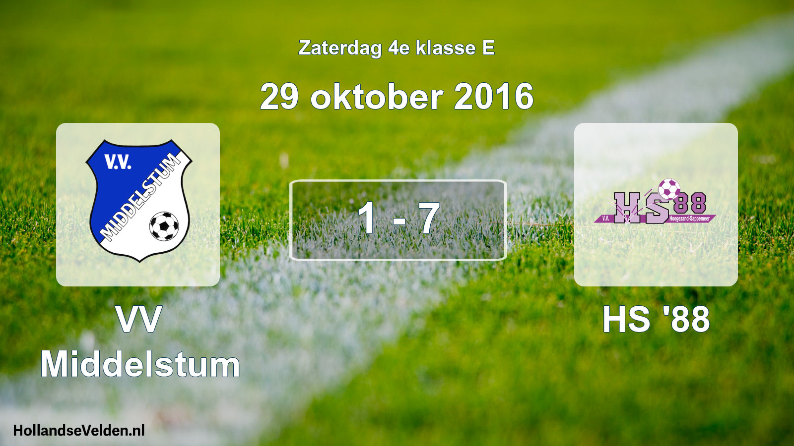 Total number of matches played: VV Middelstum - HS '88 1 - 7 (29 October 2016)