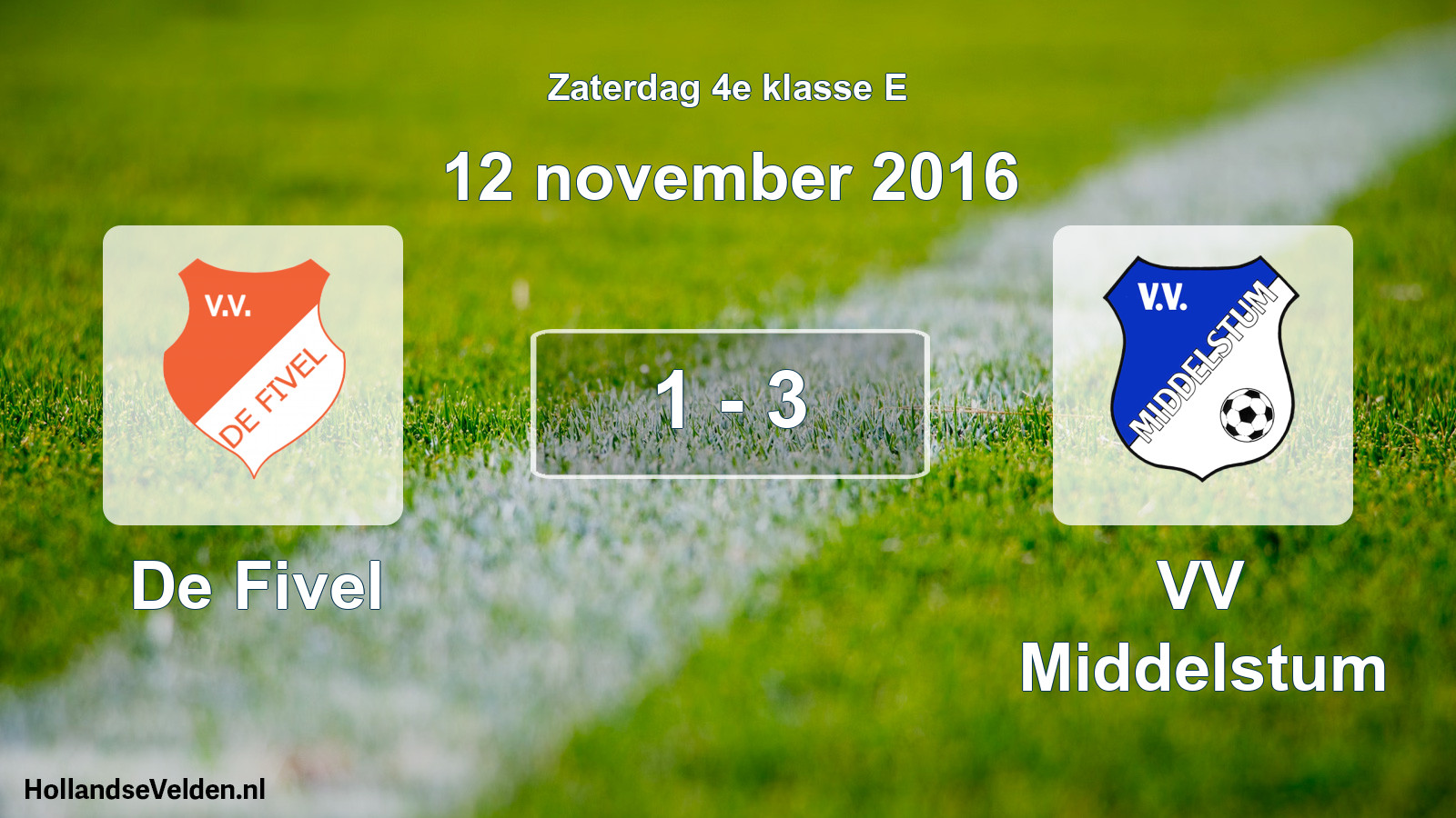 Total number of matches played: De Fivel - VV Middelstum 1 - 3 (12 November 2016)