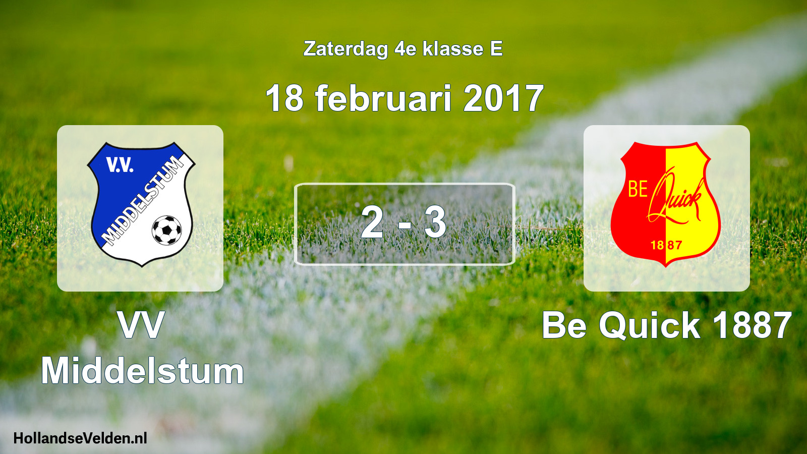 Total number of matches played: VV Middelstum - Be Quick 1887 2 - 3 (18 February 2017)