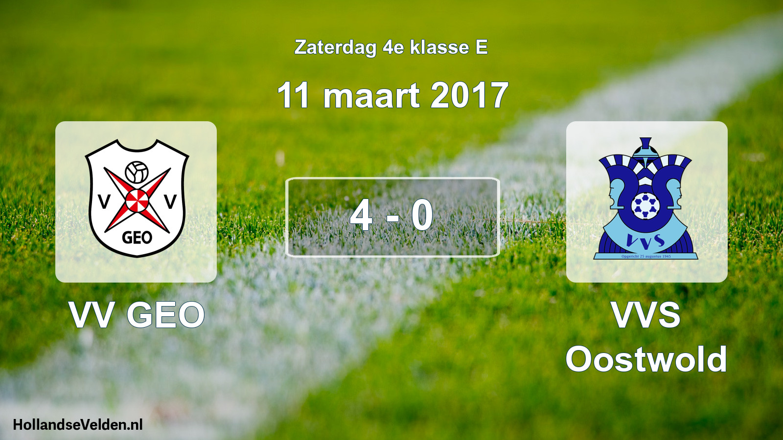 Total number of matches played: VV GEO - VVS Oostwold 4 - 0 (11 March 2017)