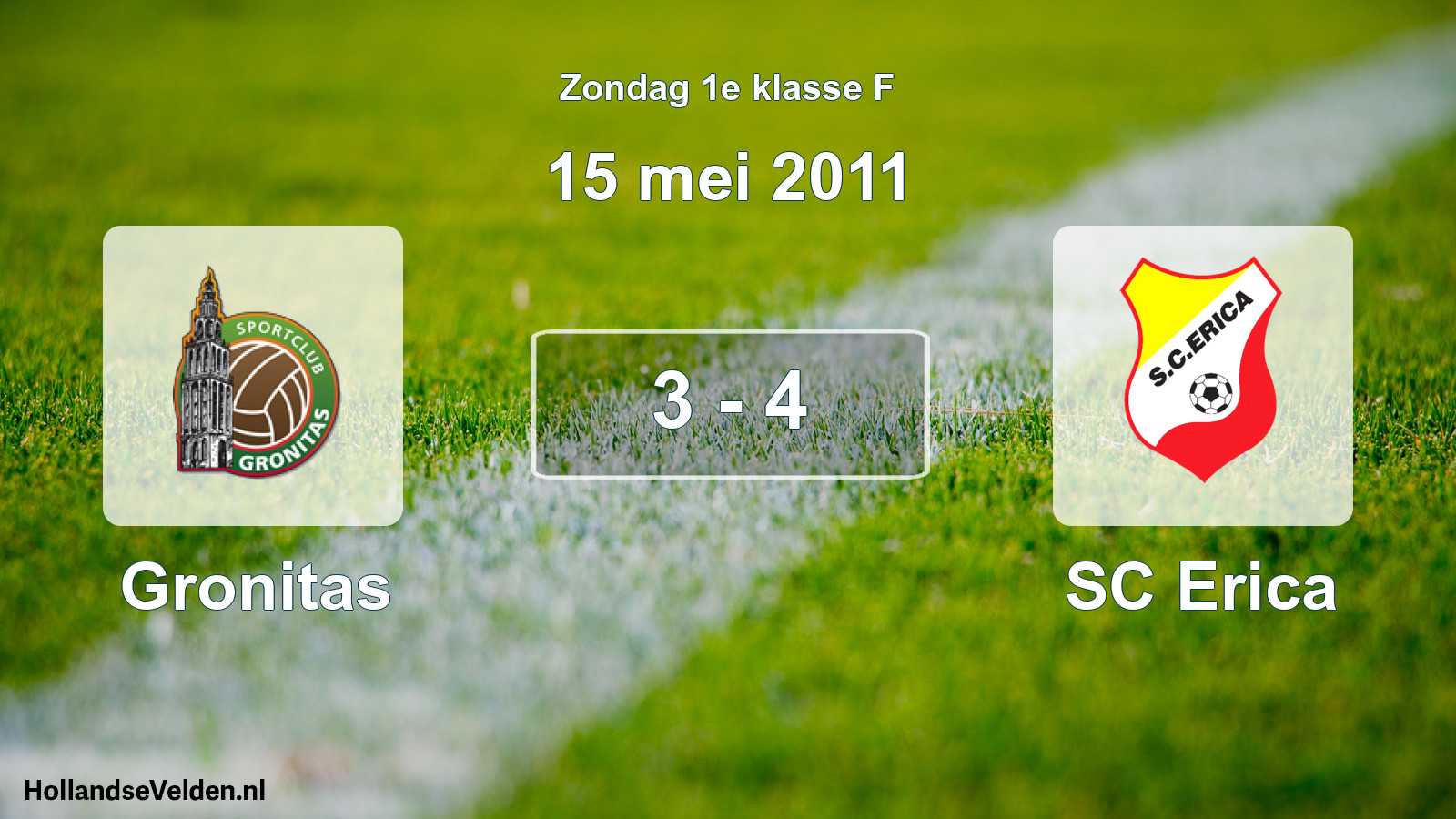 Total number of matches played: Gronitas - SC Erica 3 - 4 (15 May 2011)