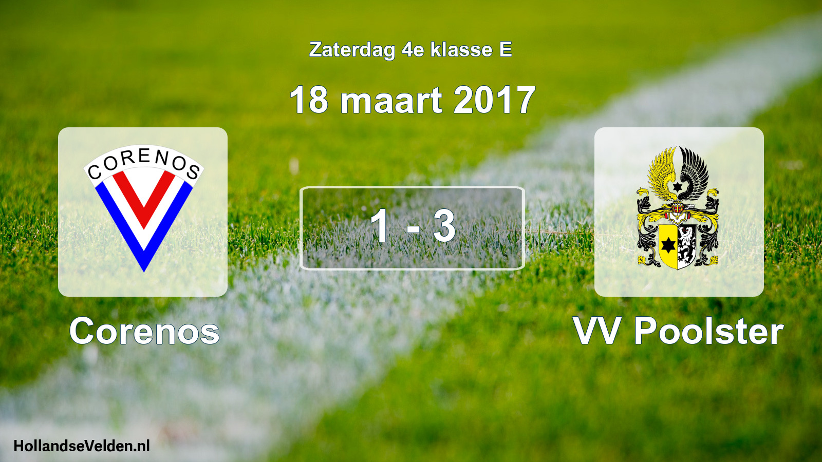 Total number of matches played: Corenos - VV Poolster 1 - 3 (18 March 2017)