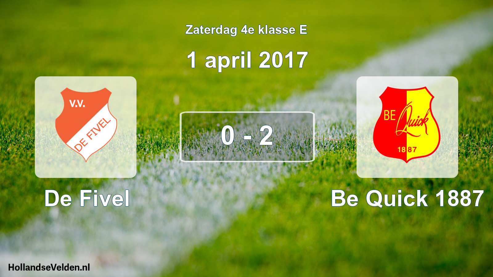 Total number of matches played: De Fivel - Be Quick 1887 0 - 2 (1 April 2017)