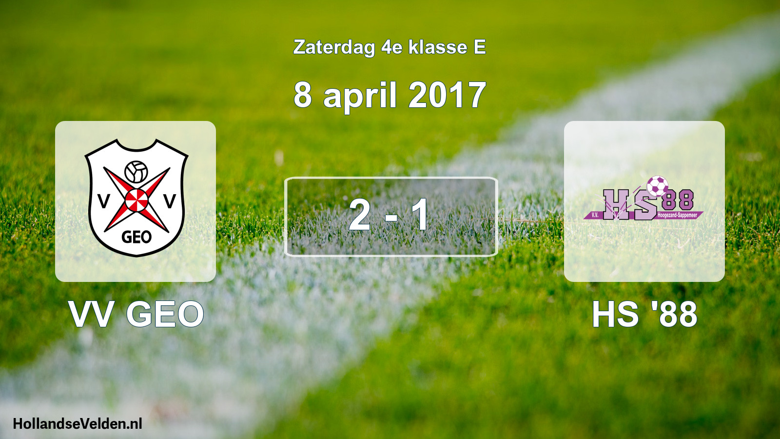 Total number of matches played: VV GEO - HS '88 2 - 1 (8 April 2017)