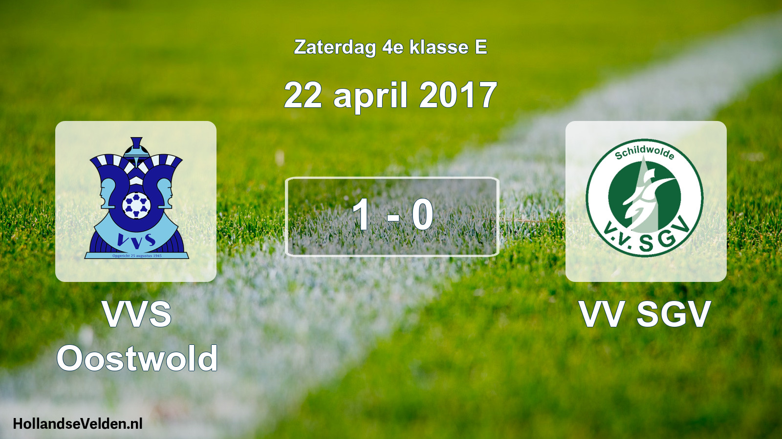 Total number of matches played: VVS Oostwold - VV SGV 1 - 0 (22 April 2017)