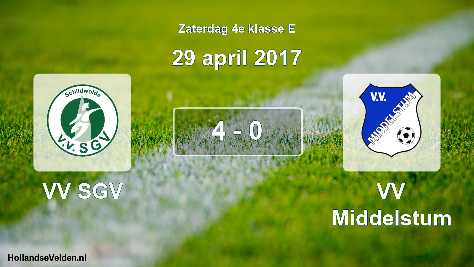 Total number of matches played: VV SGV - VV Middelstum 4 - 0 (29 April 2017)