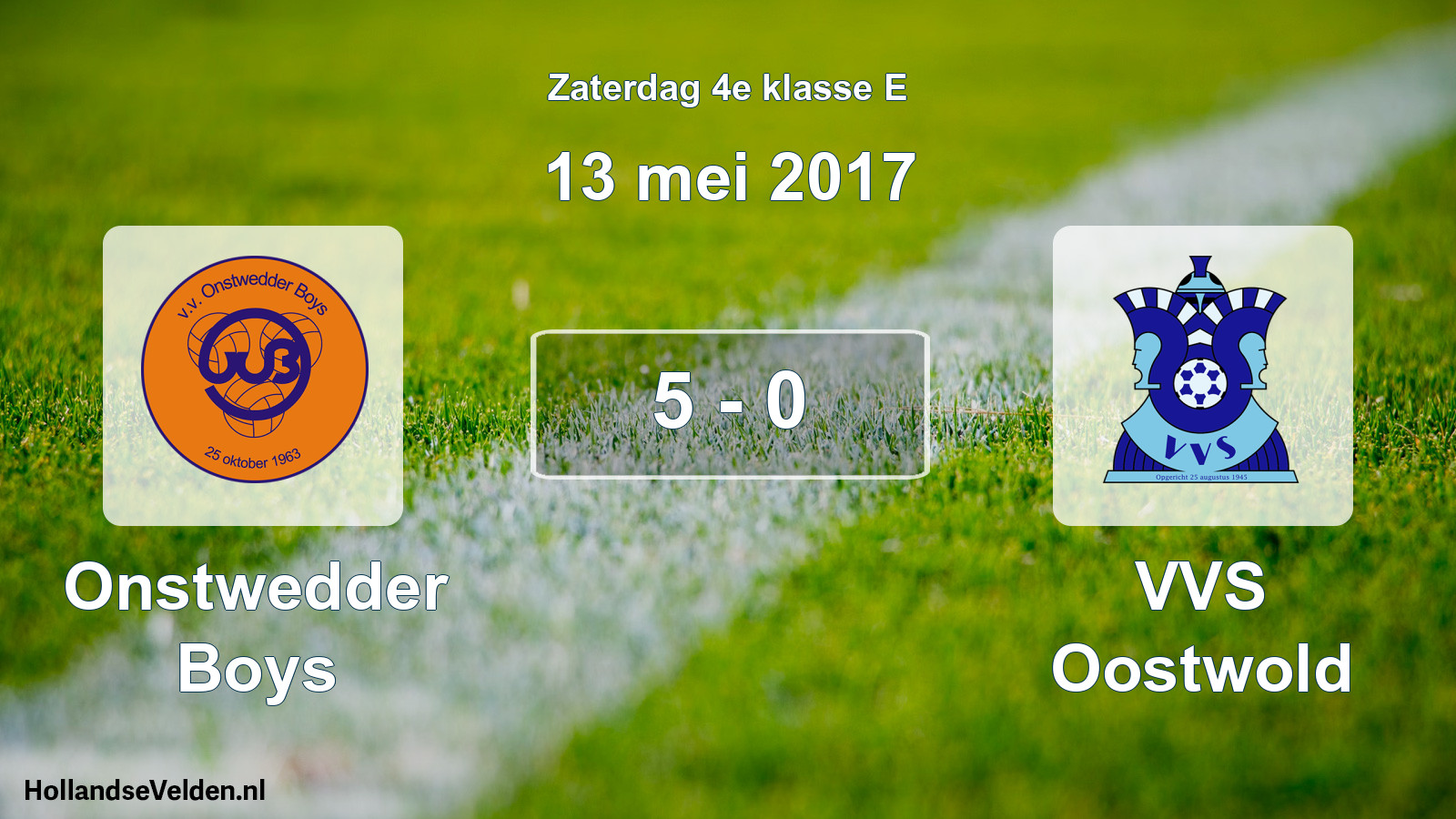 Total number of matches played: Onstwedder Boys - VVS Oostwold 5 - 0 (13 May 2017)
