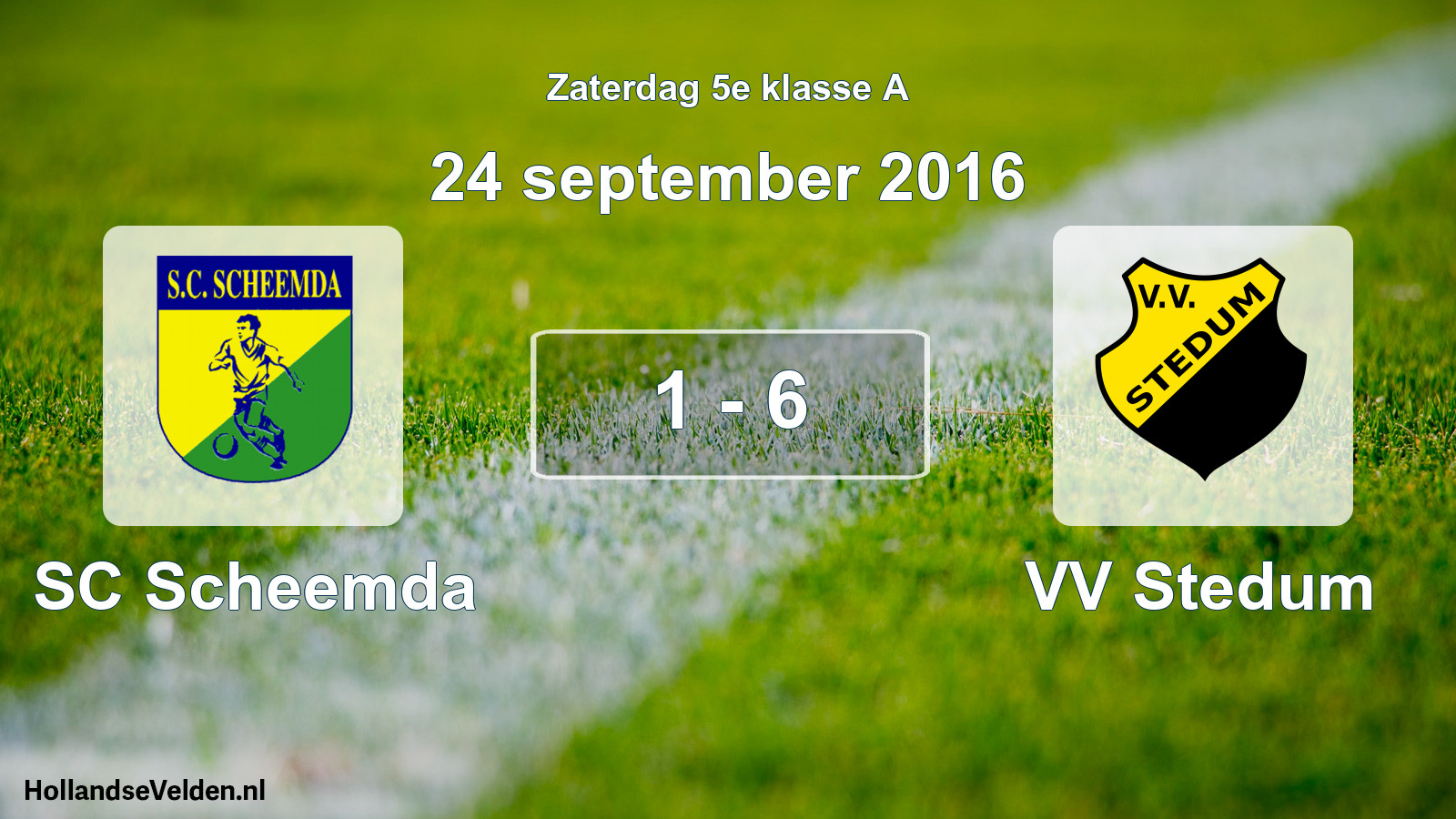 Total number of matches played: SC Scheemda - VV Stedum 1 - 6 (24 September 2016)