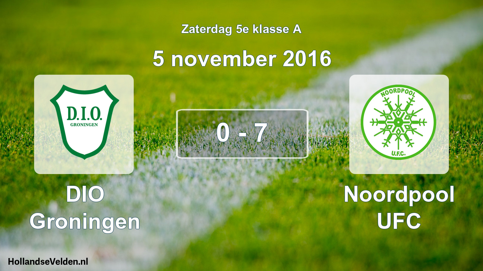 Total number of matches played: DIO Groningen - Noordpool UFC 0 - 7 (5 November 2016)