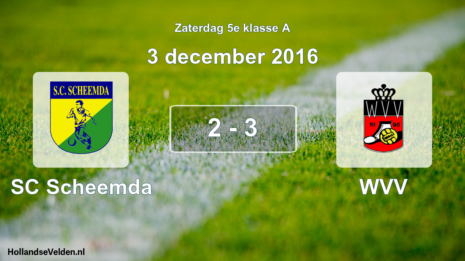 Total number of matches played: SC Scheemda - WVV 2 - 3 (3 December 2016)