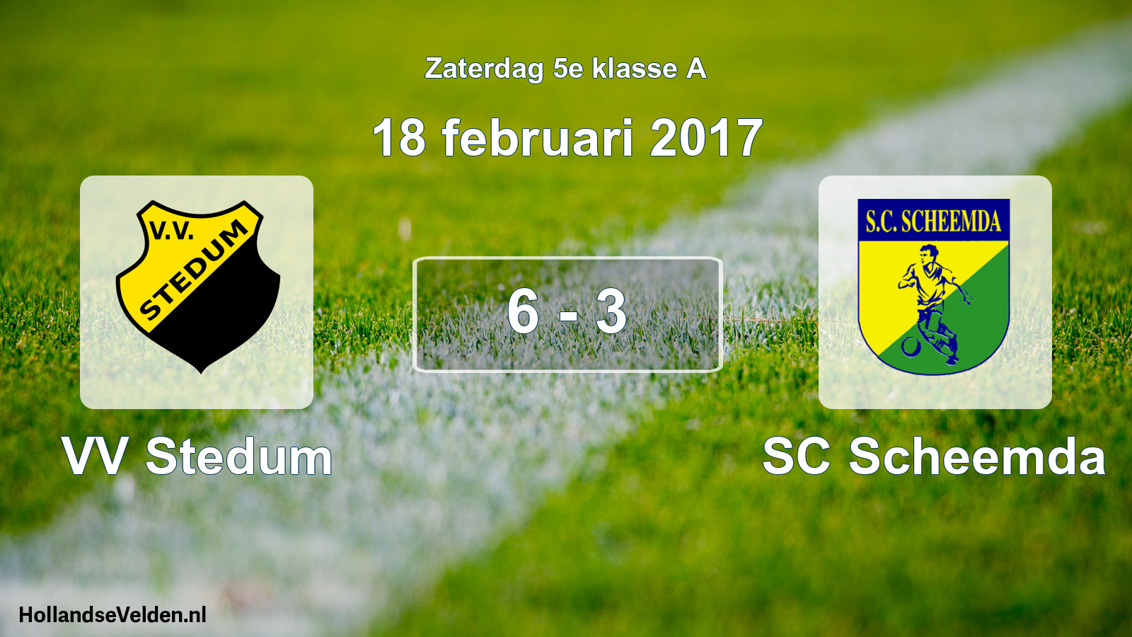Total number of matches played: VV Stedum - SC Scheemda 6 - 3 (18 February 2017)