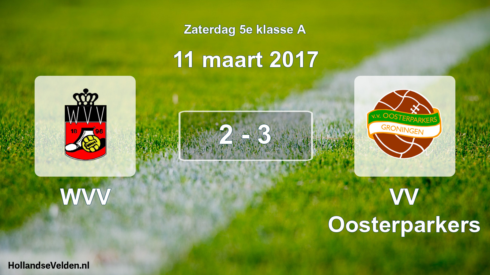 Total number of matches played: WVV - VV Oosterparkers 2 - 3 (11 March 2017)