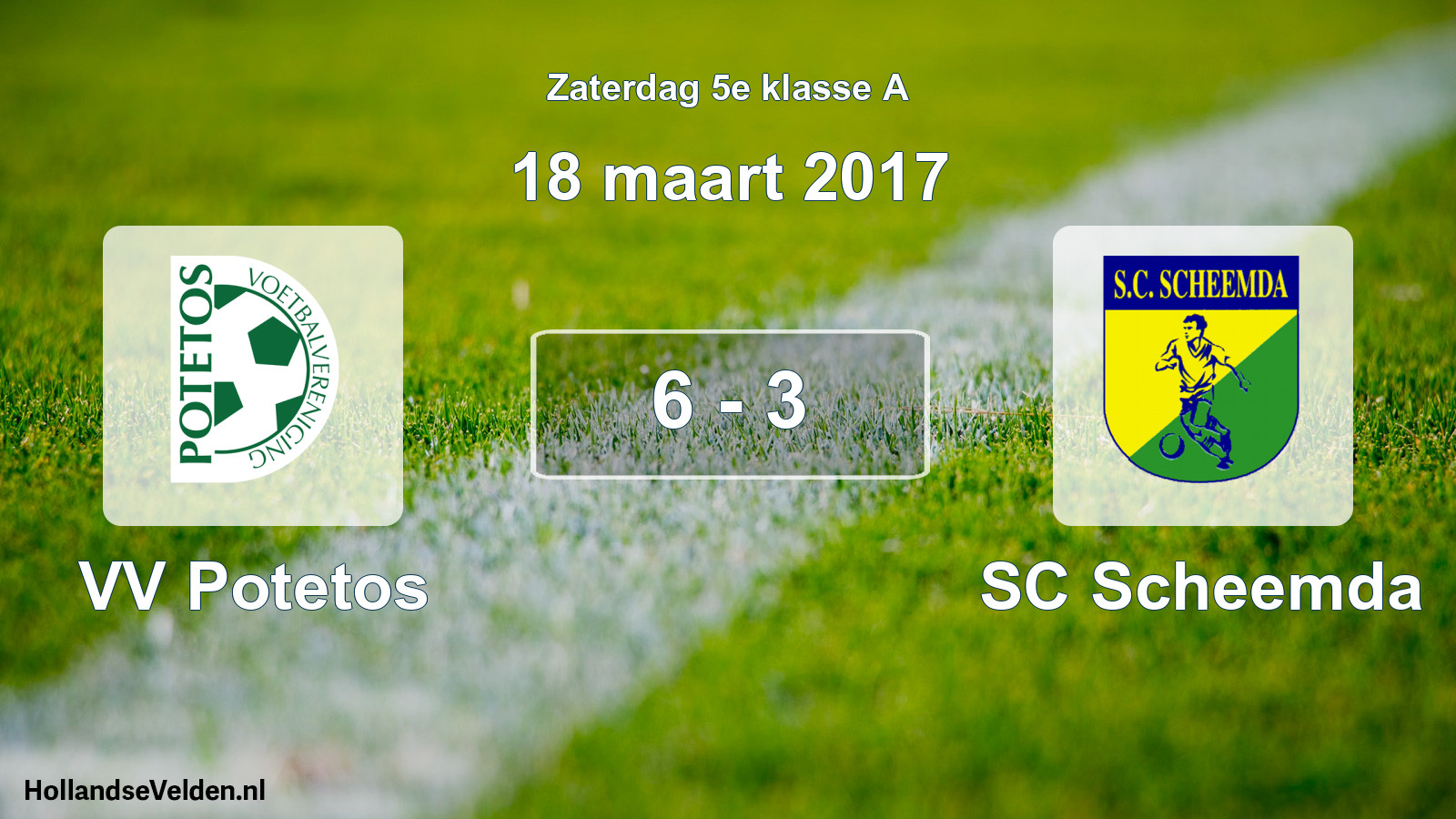 Total number of matches played: VV Potetos - SC Scheemda 6 - 3 (18 March 2017)