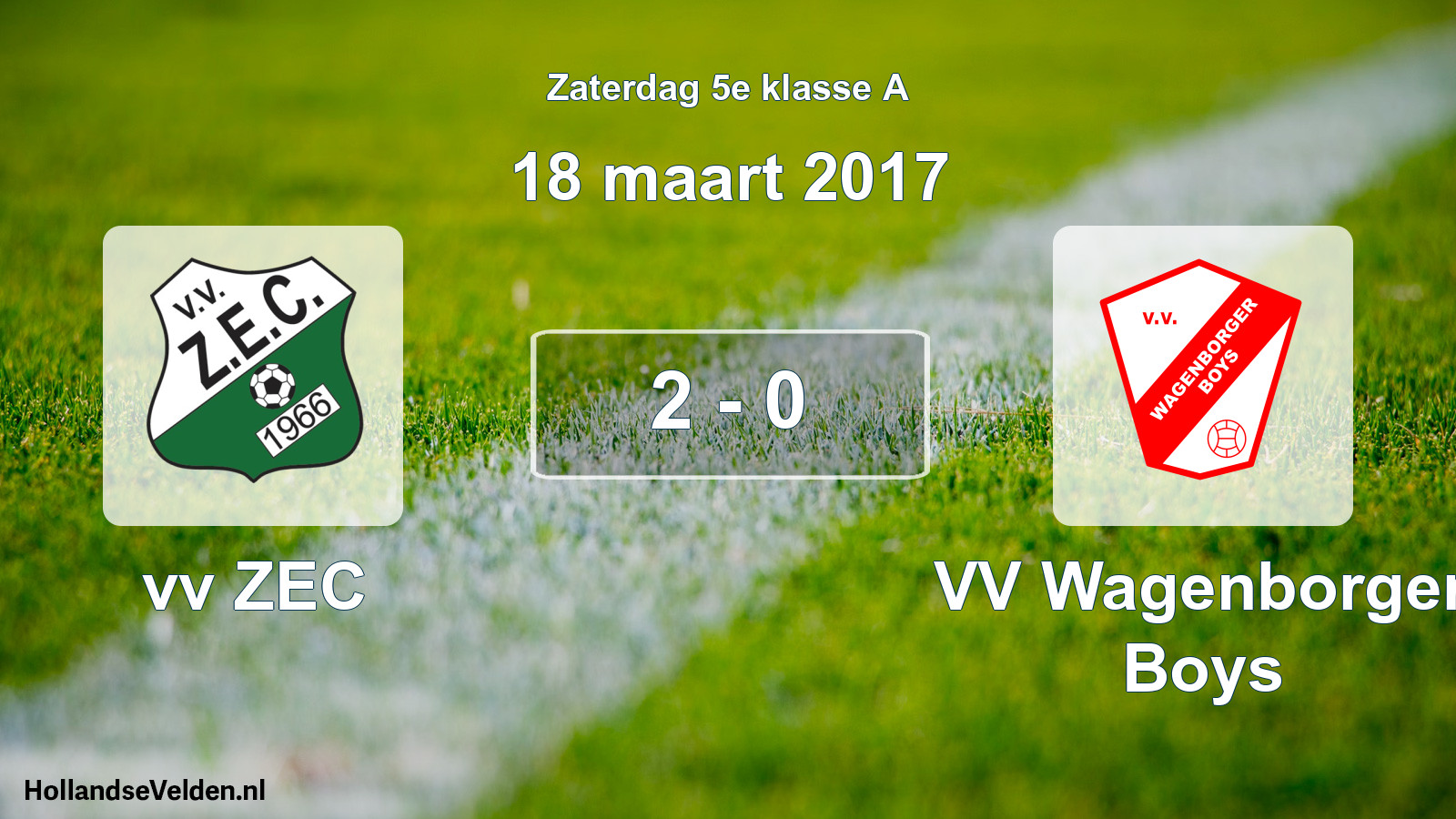 Total number of matches played: vv ZEC - VV Wagenborger Boys 2 - 0 (18 March 2017)