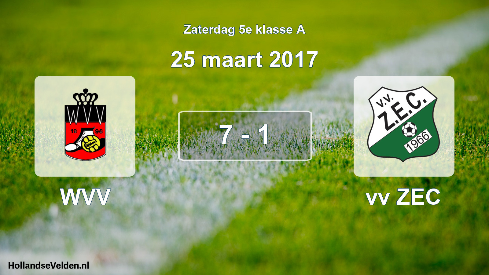 Total number of matches played: WVV - vv ZEC 7 - 1 (25 March 2017)