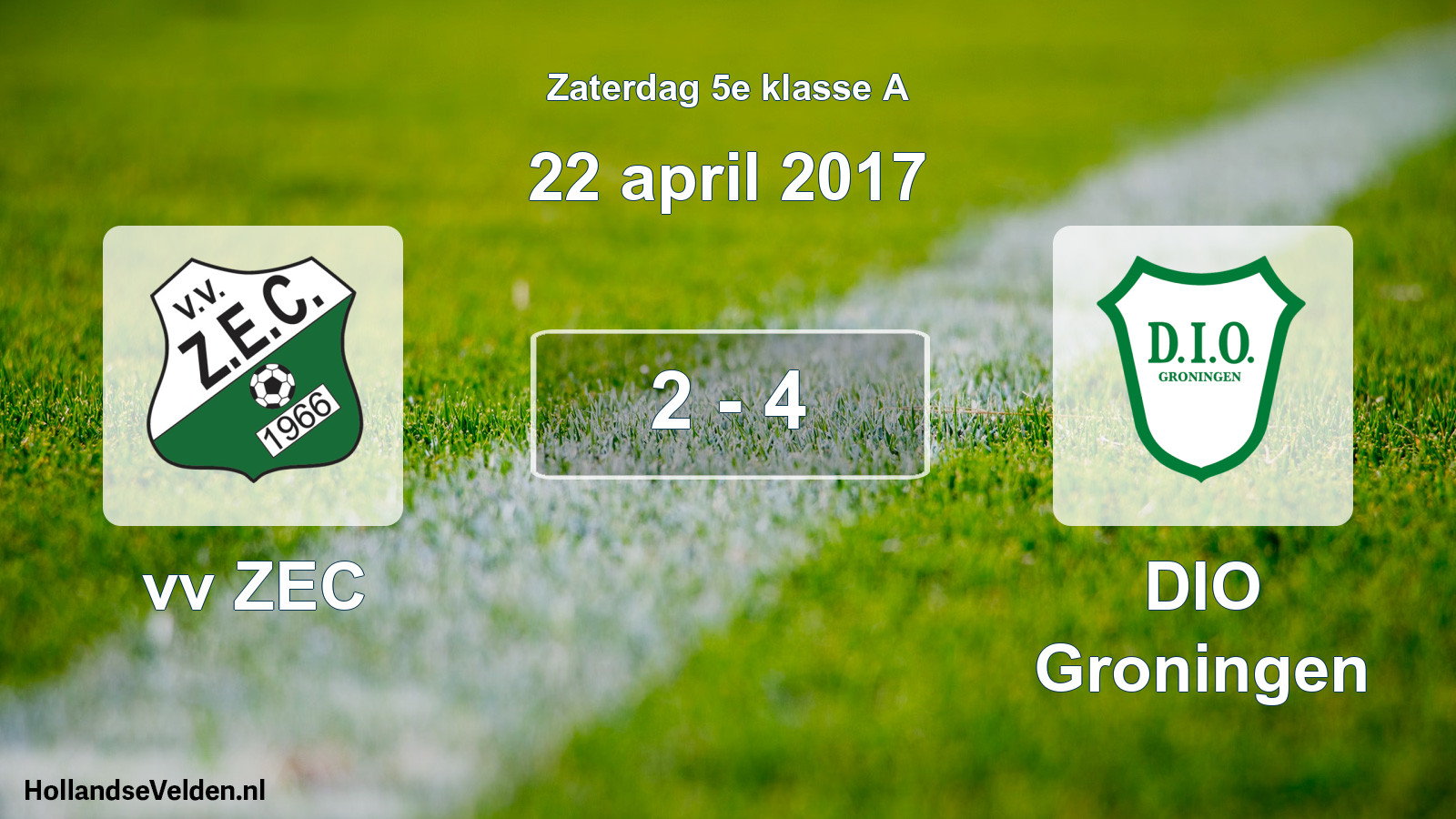 Total number of matches played: vv ZEC - DIO Groningen 2 - 4 (22 April 2017)