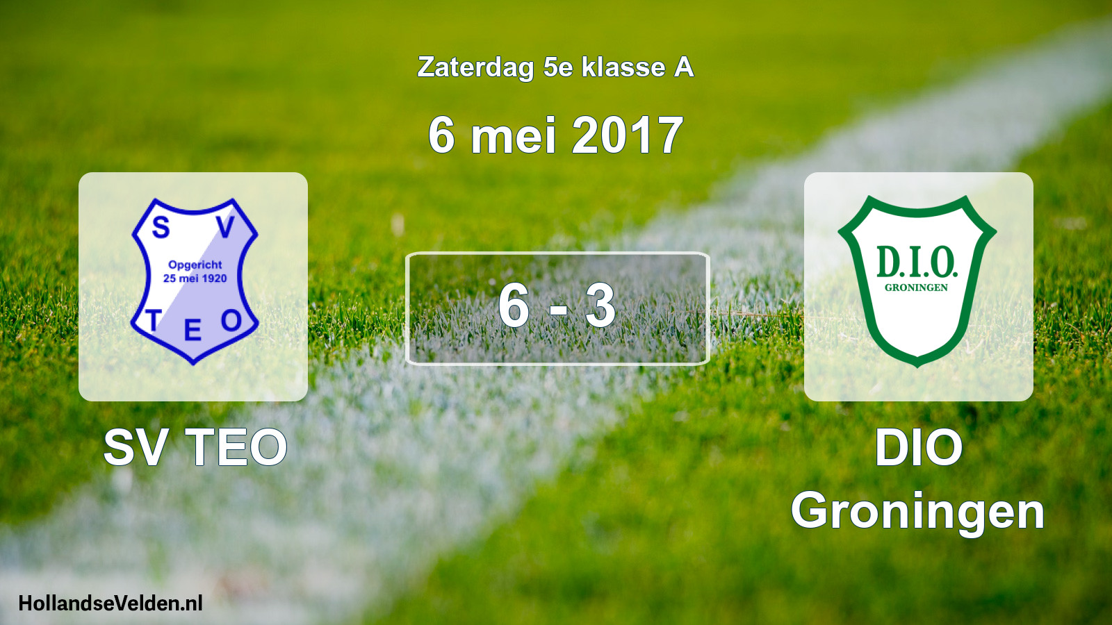 Total number of matches played: SV TEO - DIO Groningen 6 - 3 (6 May 2017)