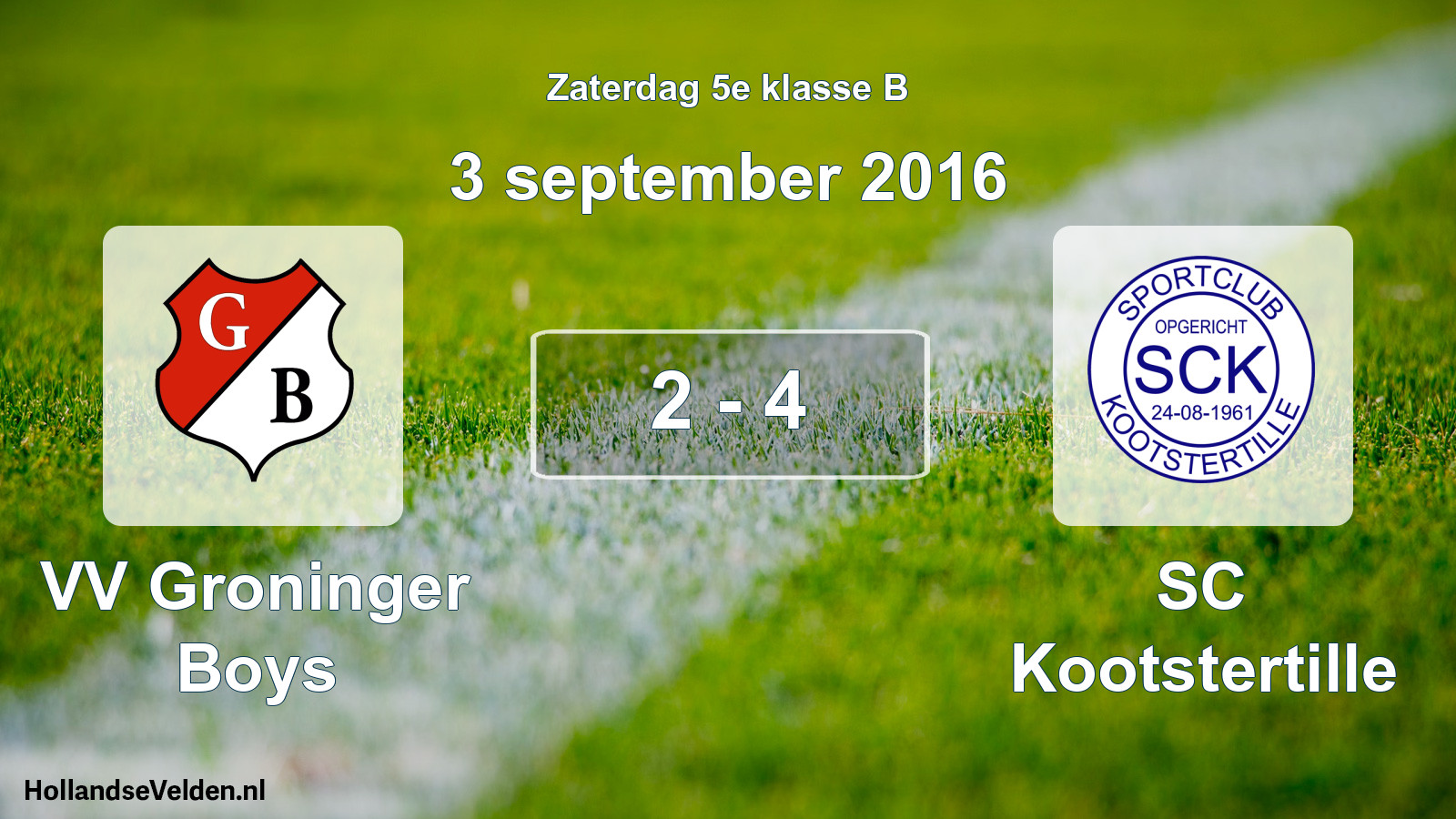 Total number of matches played: VV Groninger Boys - SC Kootstertille 2 - 4 (3 September 2016)