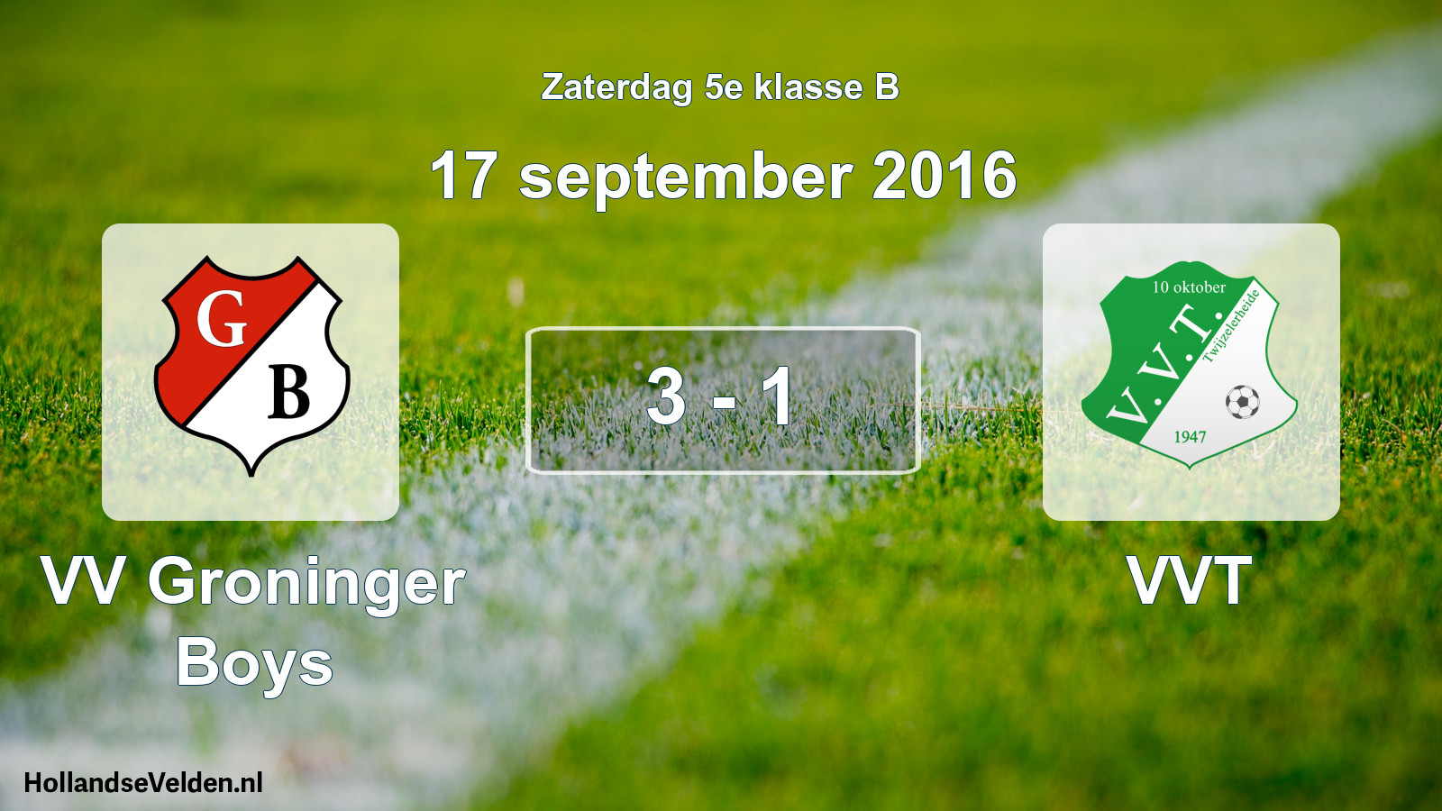 Total number of matches played: VV Groninger Boys - VVT 3 - 1 (17 September 2016)