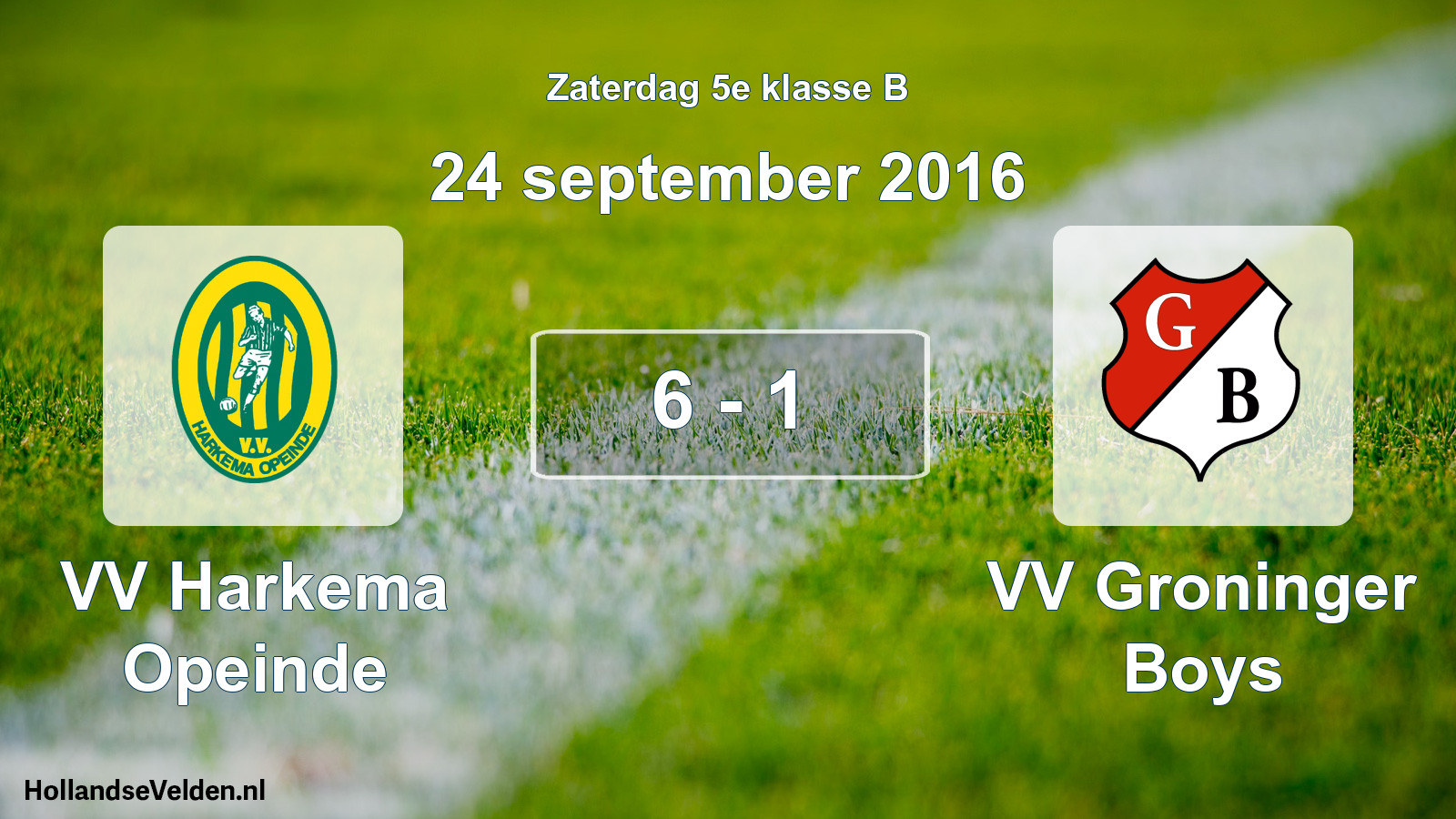 Total number of matches played: VV Harkema Opeinde - VV Groninger Boys 6 - 1 (24 September 2016)