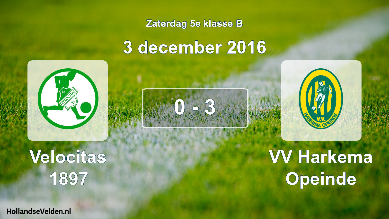 Total number of matches played: Velocitas 1897 - VV Harkema Opeinde 0 - 3 (3 December 2016)