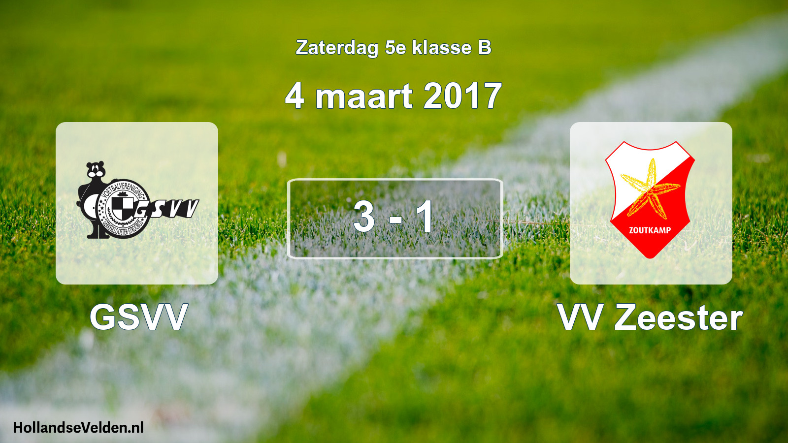 Total number of matches played: GSVV - VV Zeester 3 - 1 (4 March 2017)