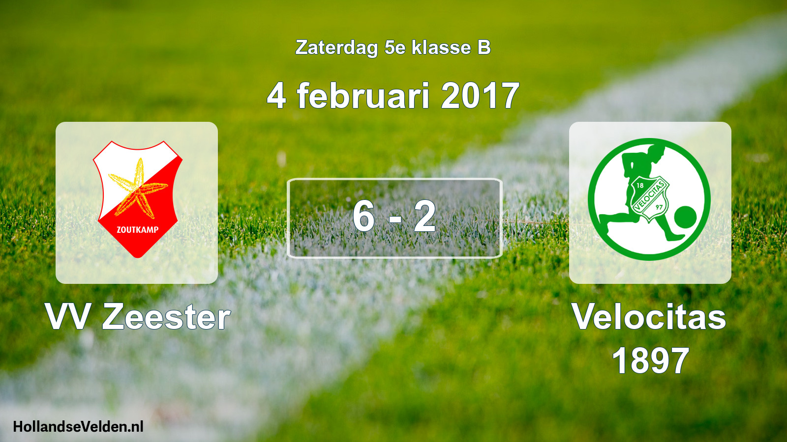 Total number of matches played: VV Zeester - Velocitas 1897 6 - 2 (4 February 2017)