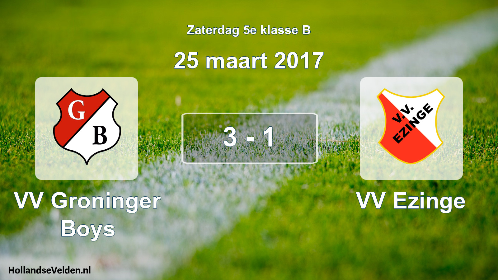 Total number of matches played: VV Groninger Boys - VV Ezinge 3 - 1 (25 March 2017)