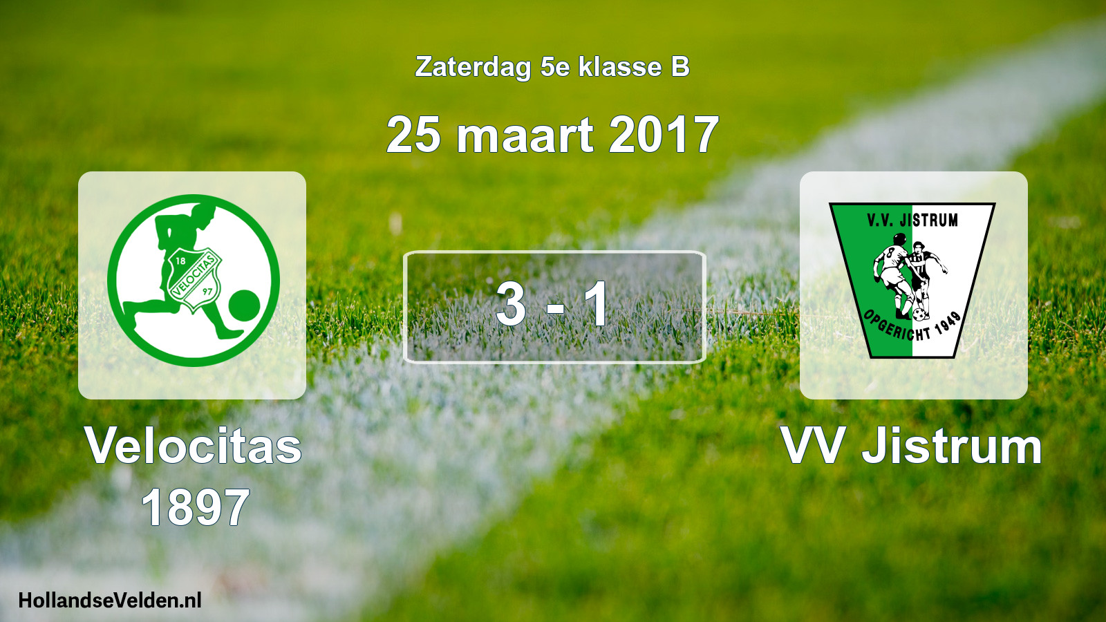 Total number of matches played: Velocitas 1897 - VV Jistrum 3 - 1 (25 March 2017)