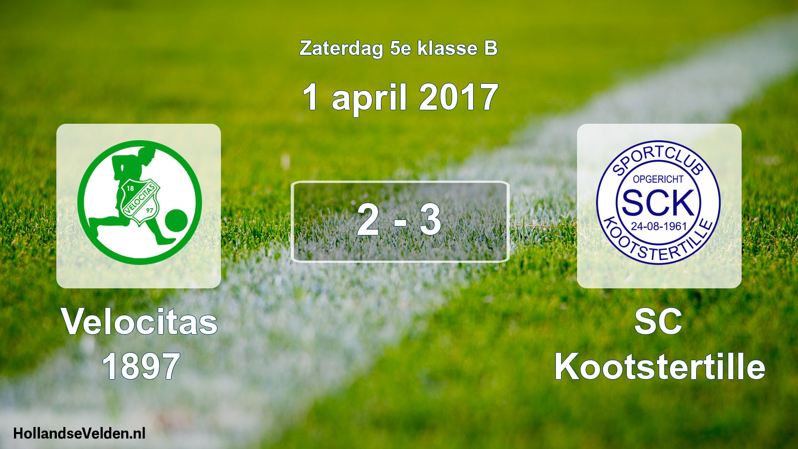 Total number of matches played: Velocitas 1897 - SC Kootstertille 2 - 3 (1 April 2017)