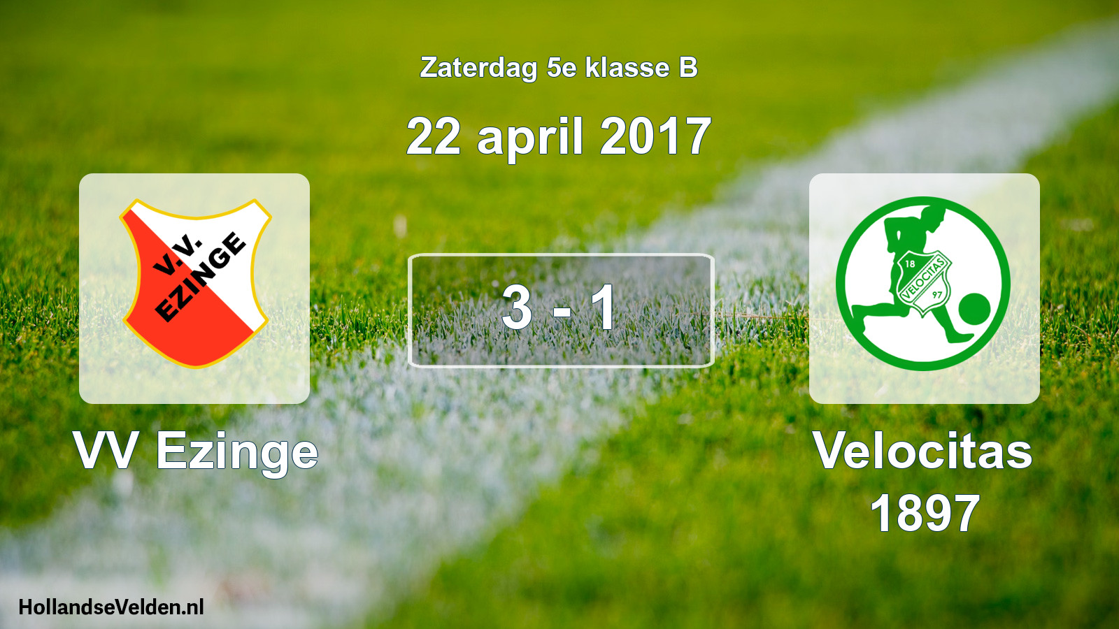 Total number of matches played: VV Ezinge - Velocitas 1897 3 - 1 (22 April 2017)