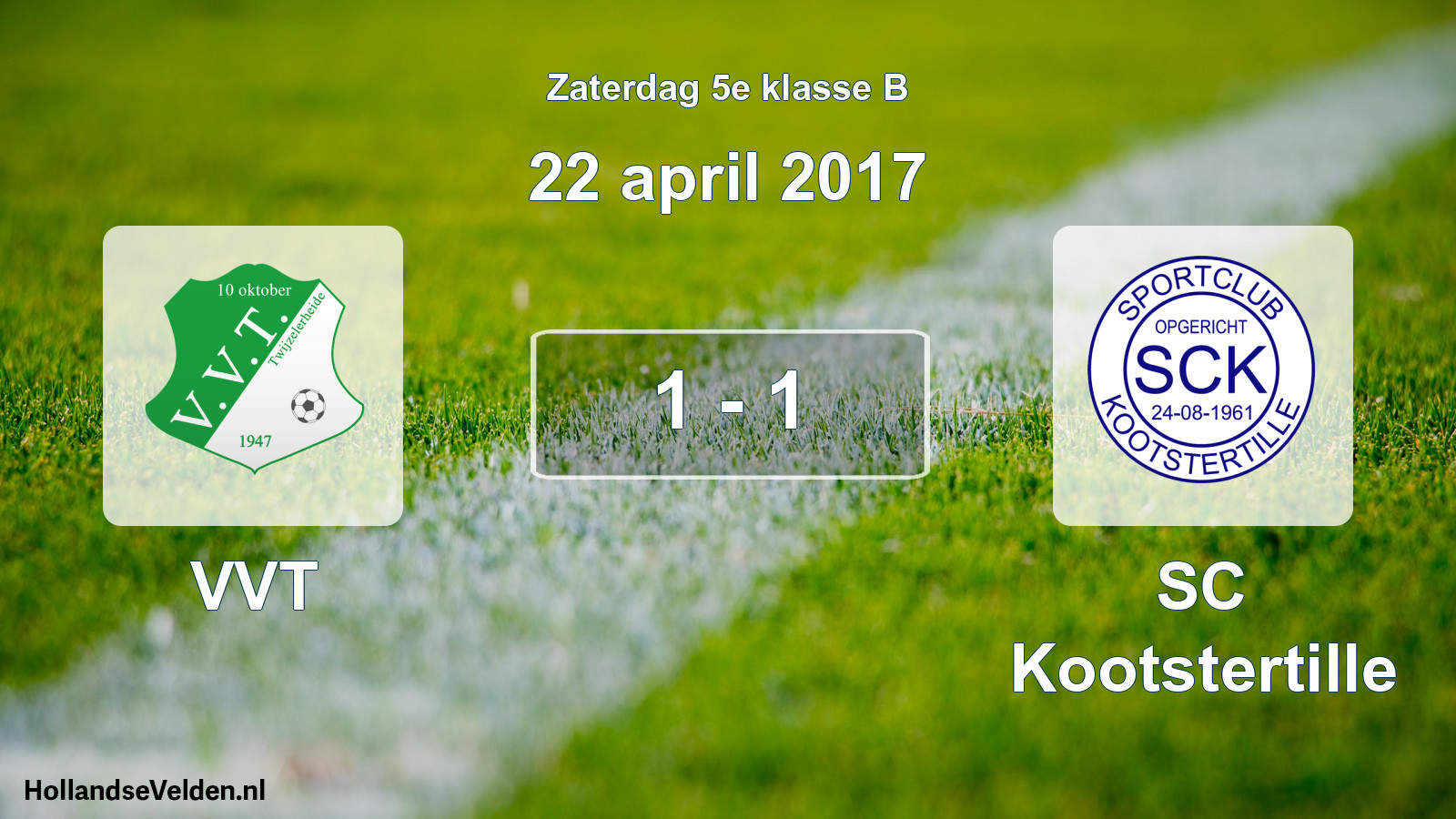 Total number of matches played: VVT - SC Kootstertille 1 - 1 (22 April 2017)
