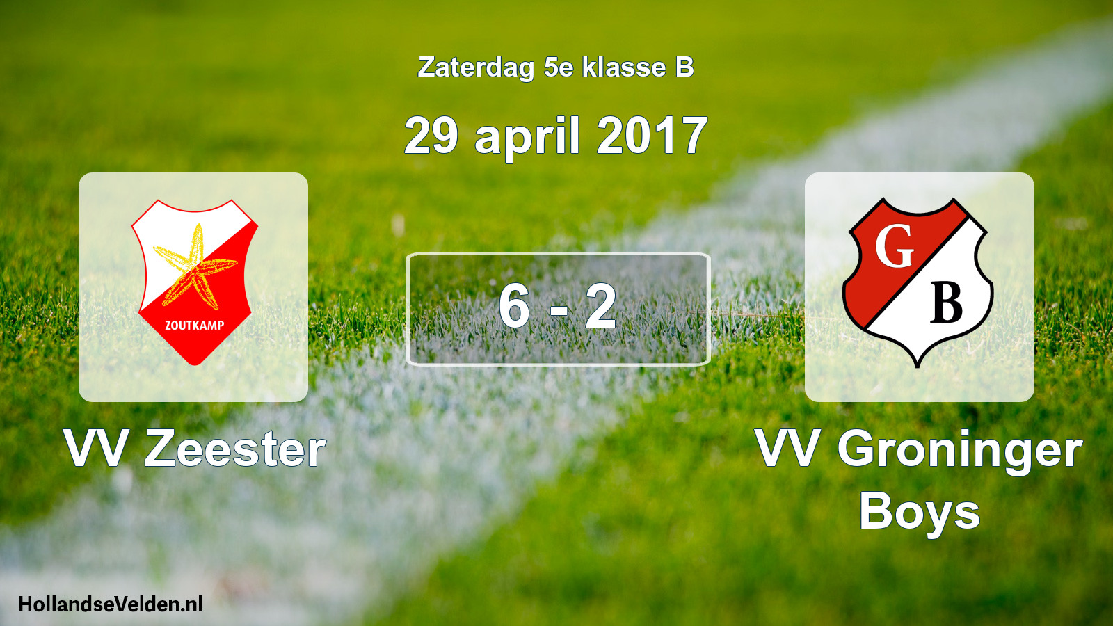 Total number of matches played: VV Zeester - VV Groninger Boys 6 - 2 (29 April 2017)