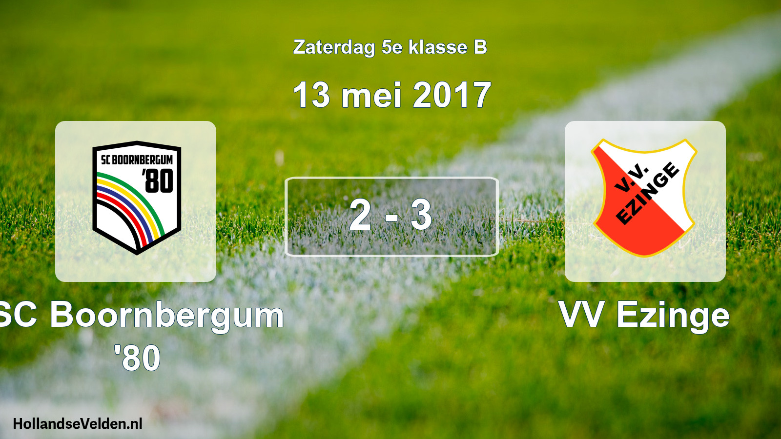Total number of matches played: SC Boornbergum '80 - VV Ezinge 2 - 3 (13 May 2017)