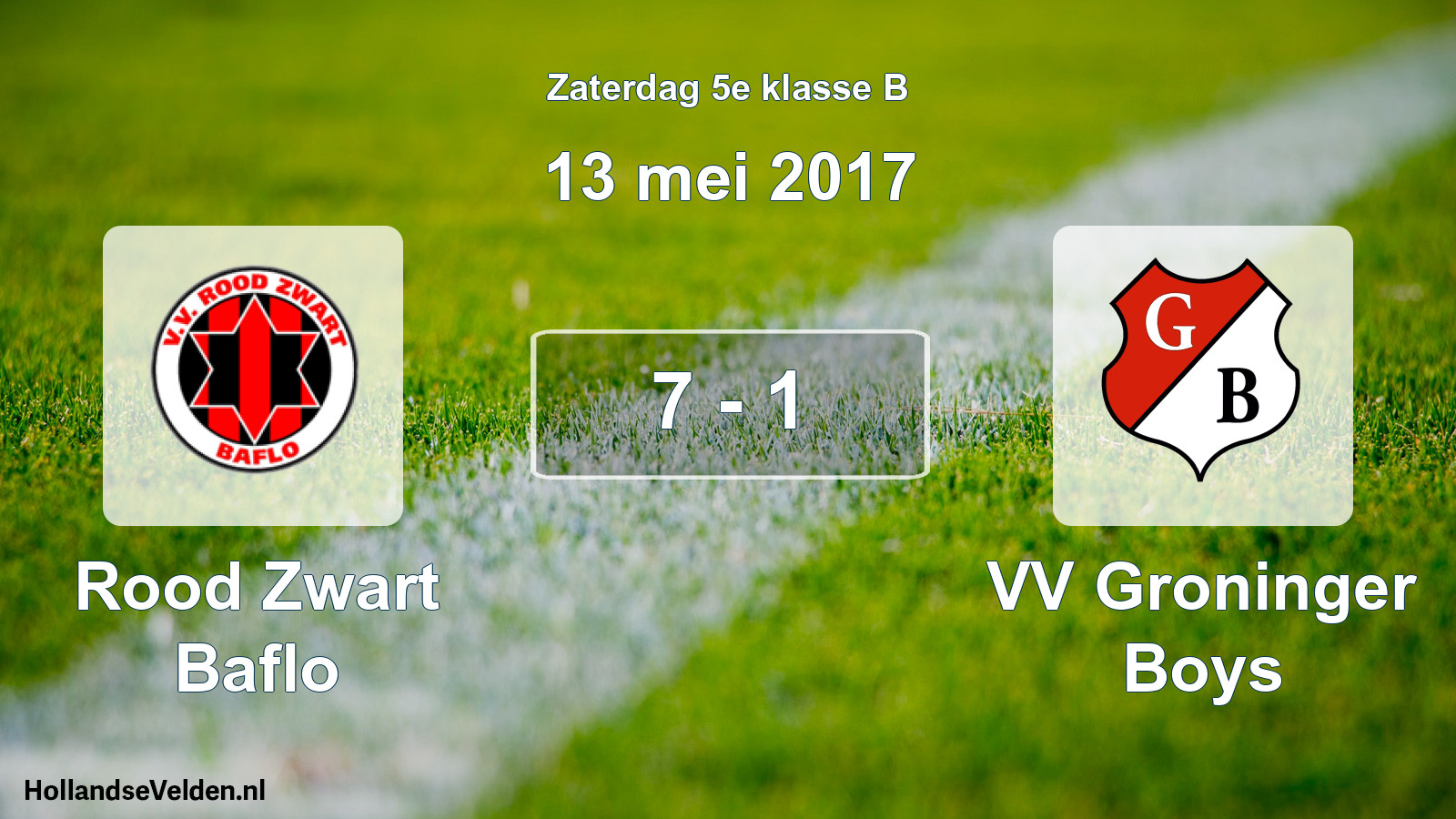 Total number of matches played: Rood Zwart Baflo - VV Groninger Boys 7 - 1 (13 May 2017)