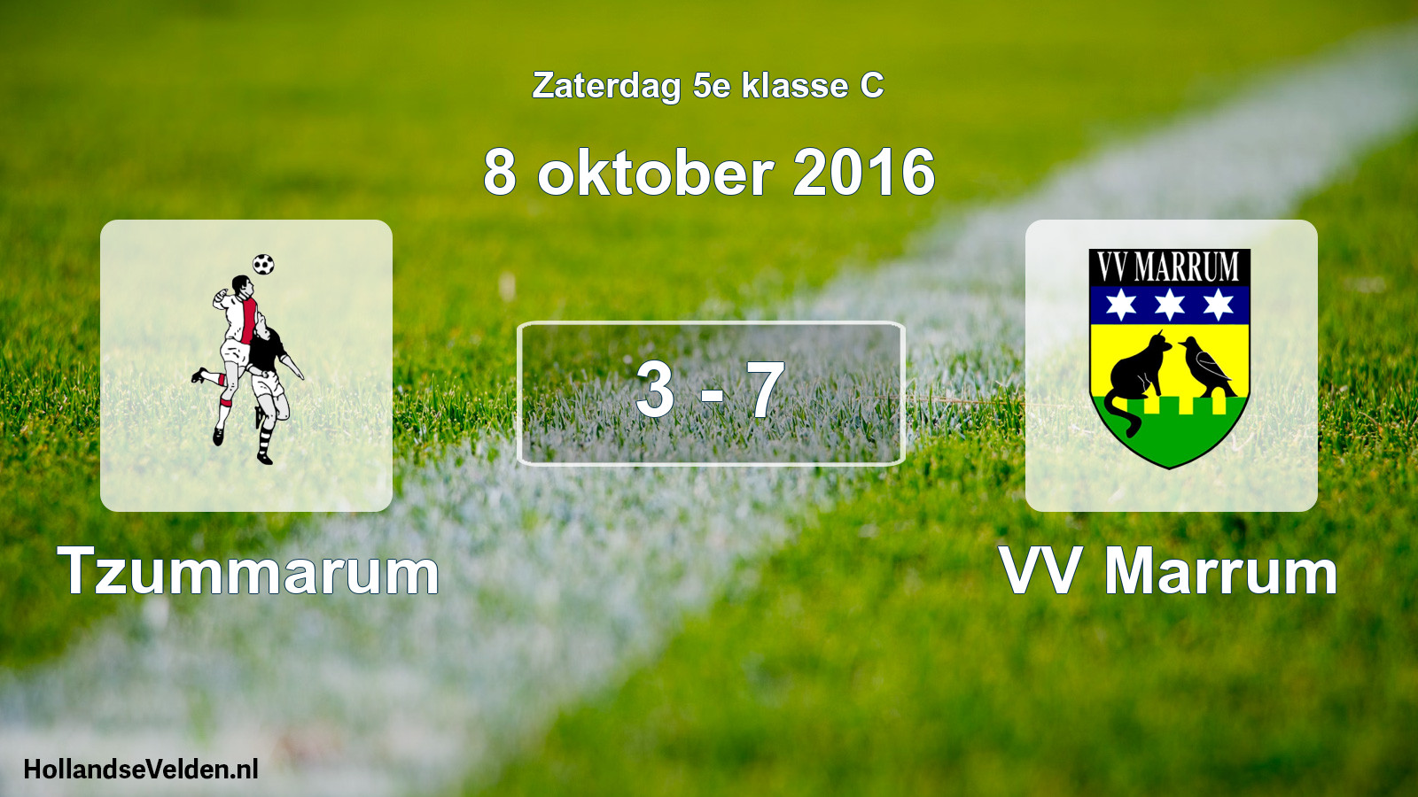 Total number of matches played: Tzummarum - VV Marrum 3 - 7 (8 October 2016)