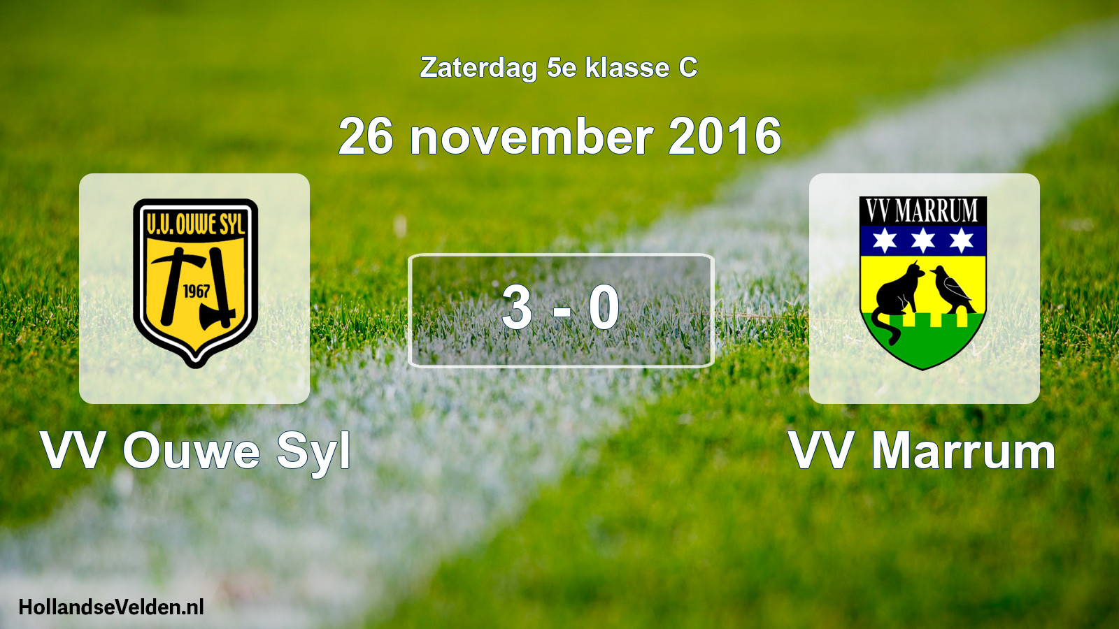 Total number of matches played: VV Ouwe Syl - VV Marrum 3 - 0 (26 November 2016)