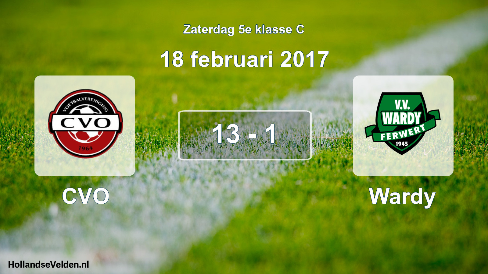 Total number of matches played: CVO - Wardy 13 - 1 (18 February 2017)