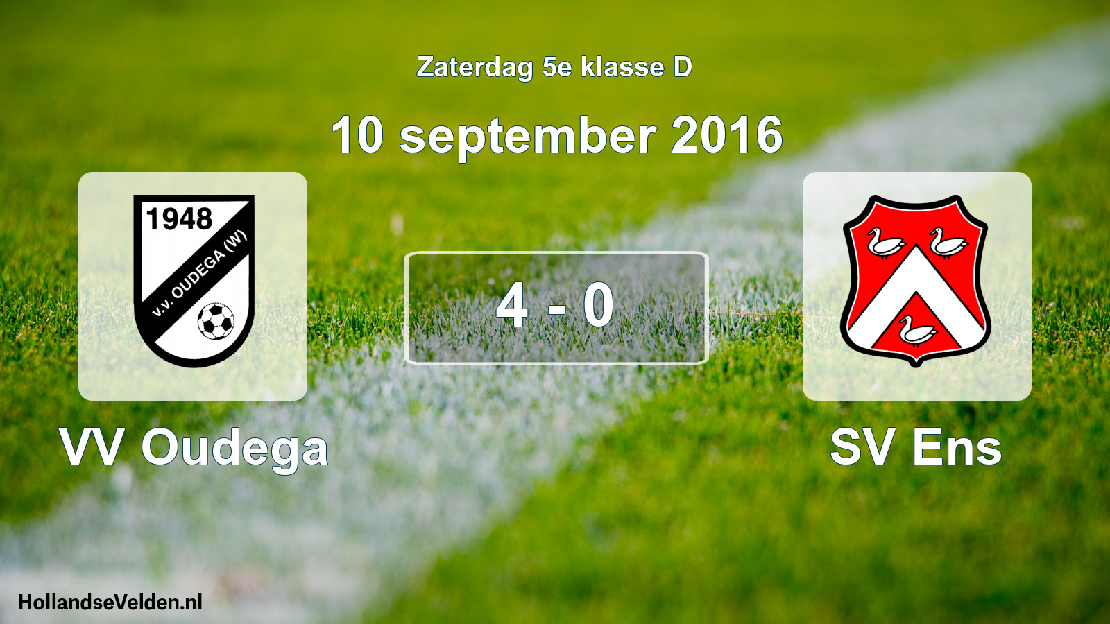 Total number of matches played: VV Oudega - SV Ens 4 - 0 (10 September 2016)