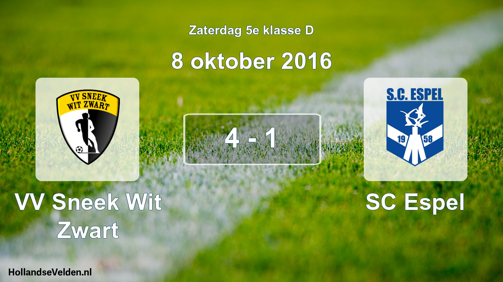 Total number of matches played: VV Sneek Wit Zwart - SC Espel 4 - 1 (8 October 2016)