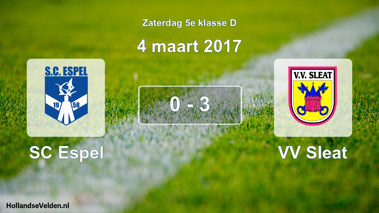 Total number of matches played: SC Espel - VV Sleat 0 - 3 (4 March 2017)