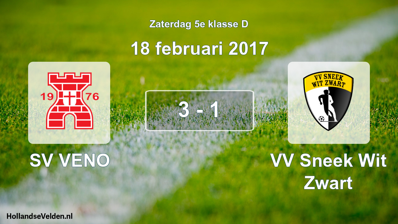 Total number of matches played: SV VENO - VV Sneek Wit Zwart 3 - 1 (18 February 2017)