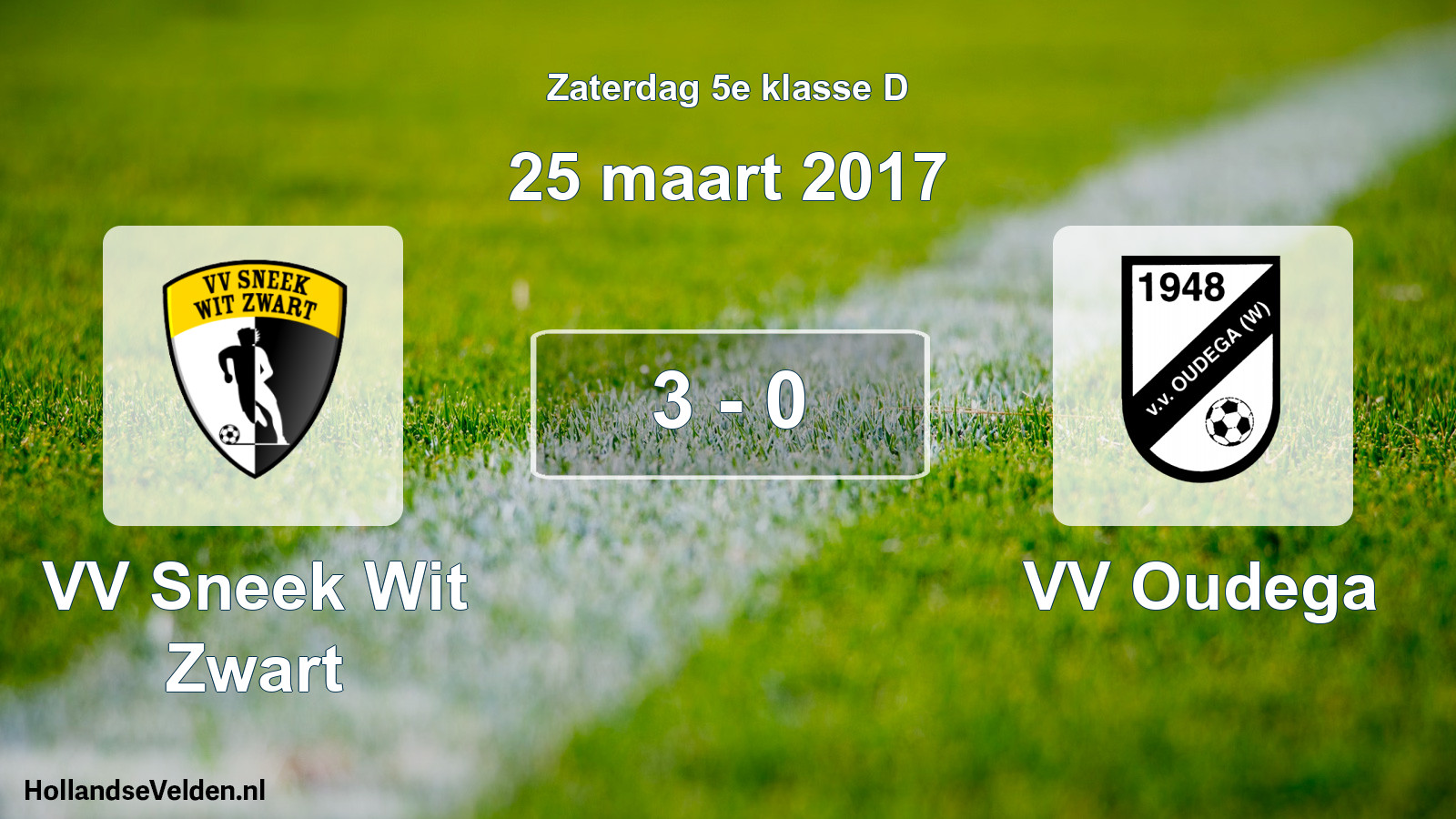 Total number of matches played: VV Sneek Wit Zwart - VV Oudega 3 - 0 (25 March 2017)